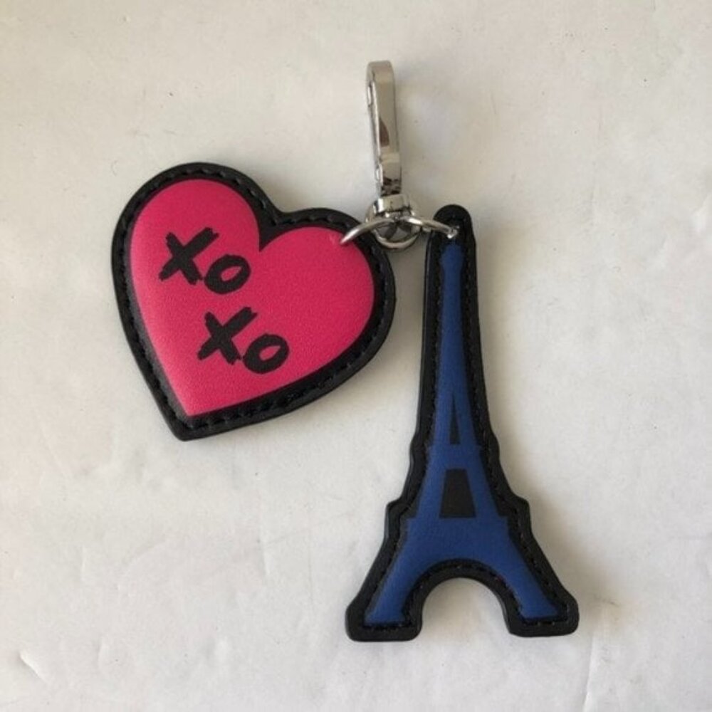 Karl Lagerfeld Handbag Charm Key Chain Eiffel and Heart
